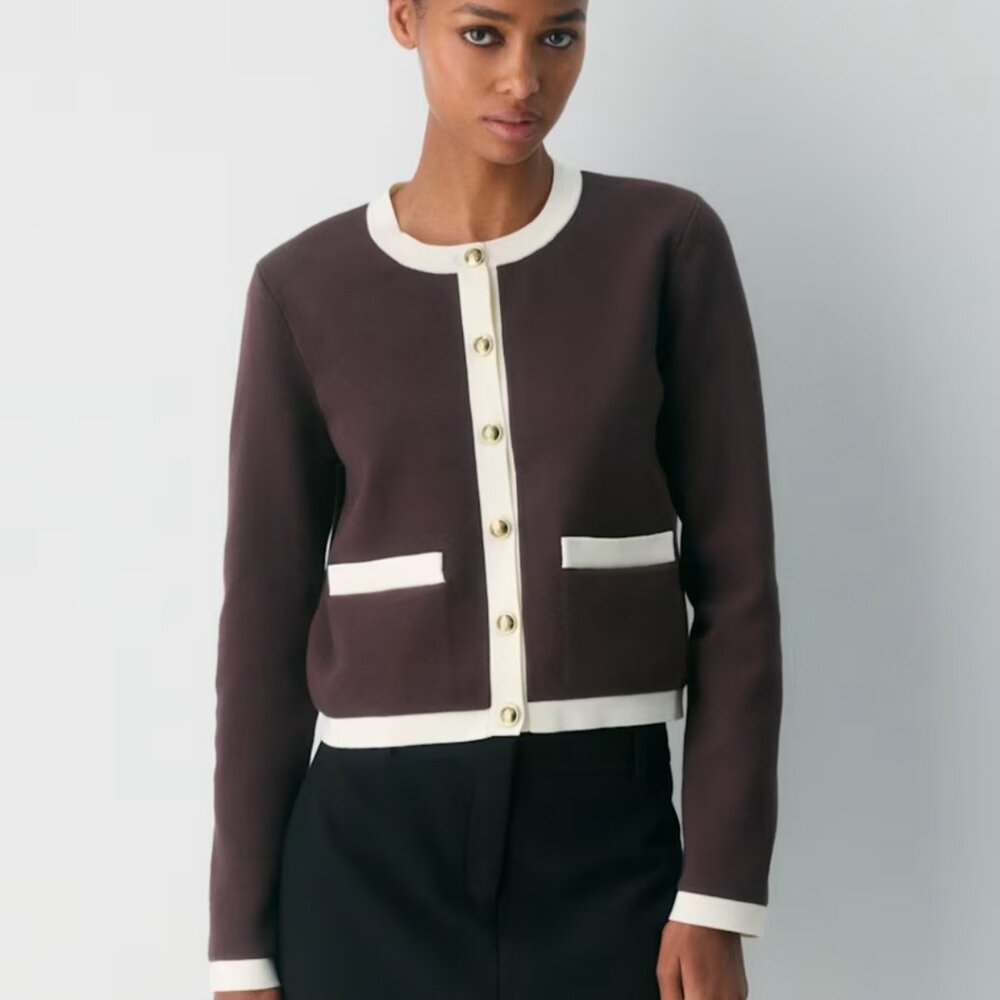 NWT Aritzia APPROACH Long Sleeve Cardigan Rich Mocha Brown M